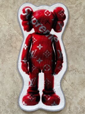Red Designer Style Bear Character Tufted Rug 32x15 Plush Accent Rug